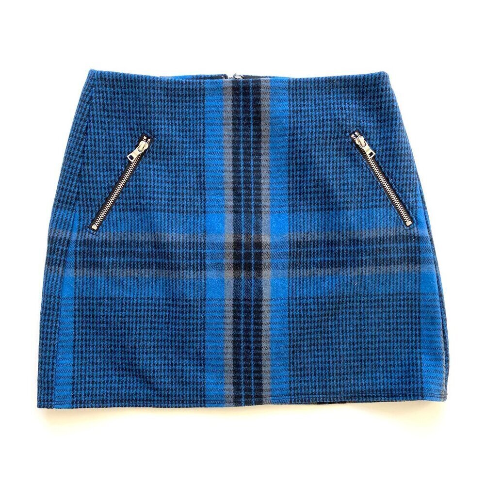NWT GAP Wool Blend Plaid Low Rise Mini Skirt Size 0 Y2K